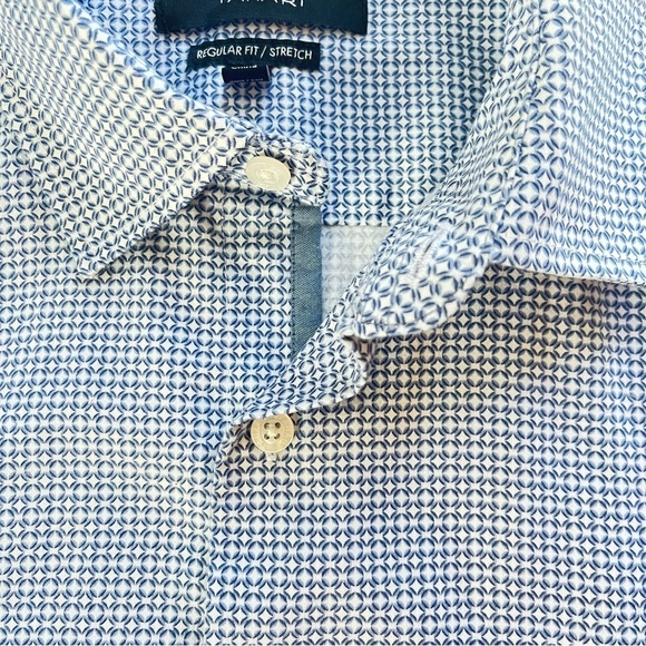 Tahari Men's Medium Shirt Regular Stretch Blue White Long Sleeve Button Up EUC - Picture 2 of 9